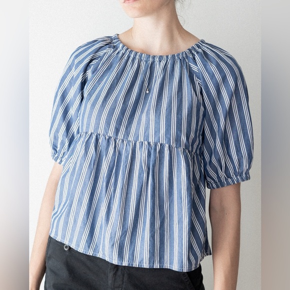 Old Navy Blue and White Striped Blouse - Picture 1 of 5